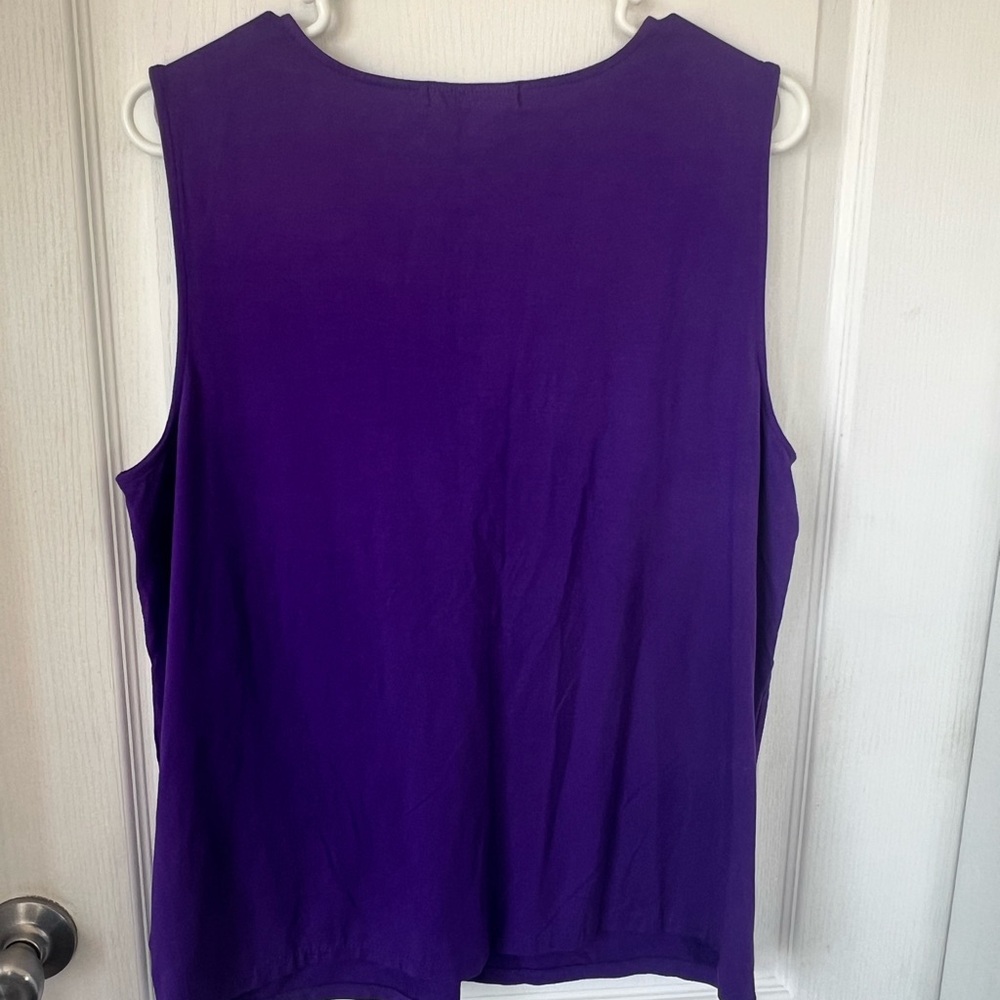 Lauren Ralph Lauren V-Neck Sleeveless Tank in Vibrant Purple - Picture 5 of 5